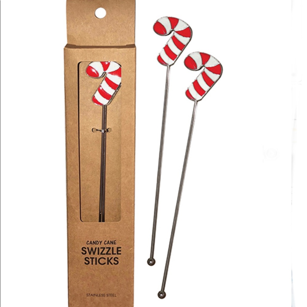 2 pk stainless steel candy cane swizzle sticks NEW
